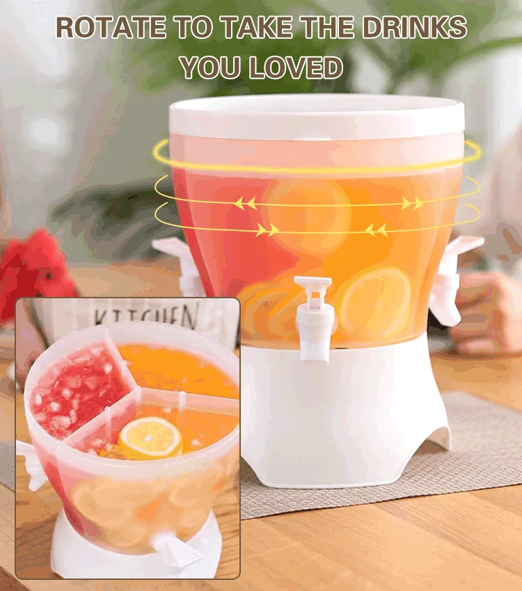 

Rotary cold kettle Refrigerator large-capacity cold kettle double tap fruit juice pot flower tea ice bucket separated cool