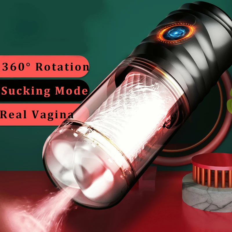 Automatic Rotation Male Masturbator Penis Pump Vibrator Sex Toys for  Men Adults Handsfree Penis Endurance Exercise Real Vagina