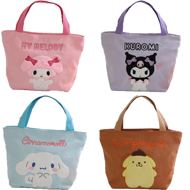 

Sanrios My Melody Kuromi Cinnamoroll Purins Xo Kittys аниме мультфильм портативный рис бэнто мешок большой емкости сумка для хранения подарок для детей
