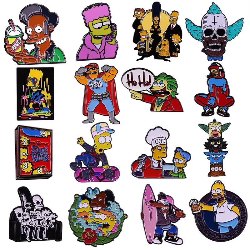 Забавные эмалированные заколки в стиле аниме ТВ Симпсоны серия Гомера