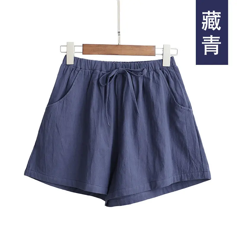 2023 Spring/Summer New Fashion Casual Cotton and Hemp Shorts Women Wear Thin A-line Wide Leg High Waist Slim Large Loose Shorts