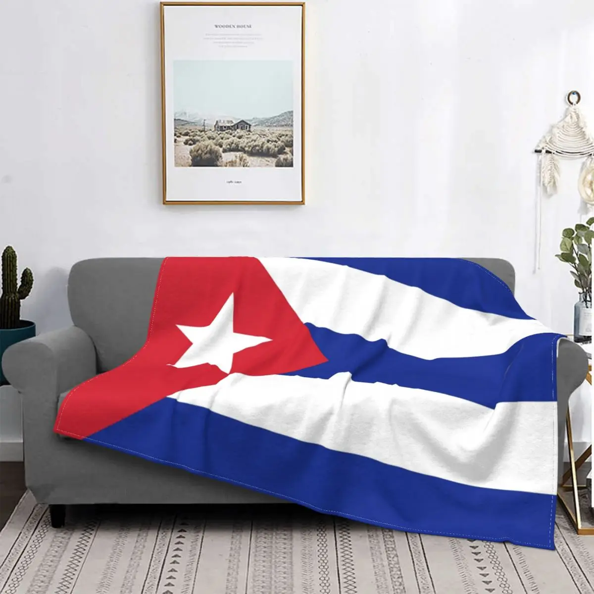 

Cuba Flag Tropical Cuban Blanket Fleece Autumn/Winter Multi-function Ultra-Soft Throw Blanket for Home Travel Rug Piece