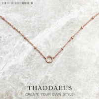 charm necklace rose gold color round carrier summer fashion jewelry europe link chain 925 sterling silver gift for women