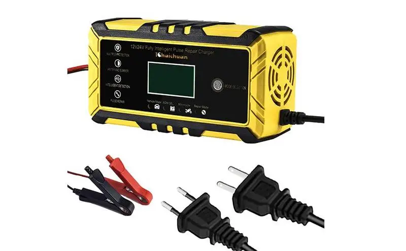 

12V/24V 8A Automatic Car Battery Charger Power Pulse Repair Wet Dry Lead Acid LCD Digital Display adapter for Cars Motorcycles