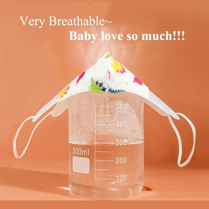 Детская одноразовая маска для лица "Младенец" 3D-респиратор с 3-мя слоями, пылезащитная с фильтром, с принтом динозавра "Дети".