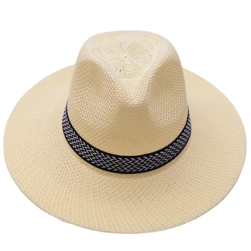 

Соломенная шляпа с широкими полями, джазовая Панама, модная шляпа от солнца для отдыха и путешествий, в простом стиле, подарок для мужчин и женщин, на лето