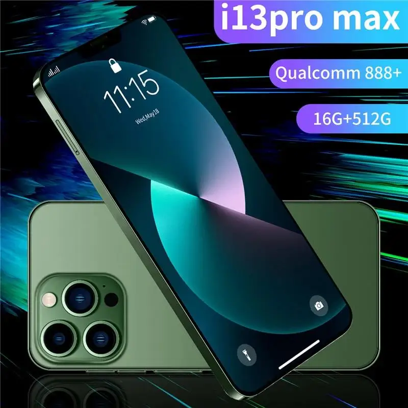 2022 New Global Version i13 Pro Max 6.7 Inch Smartphones 16GB+512G 5000mAh 5G Network Unlock Cell Phone Dual SIM Android Phone 1