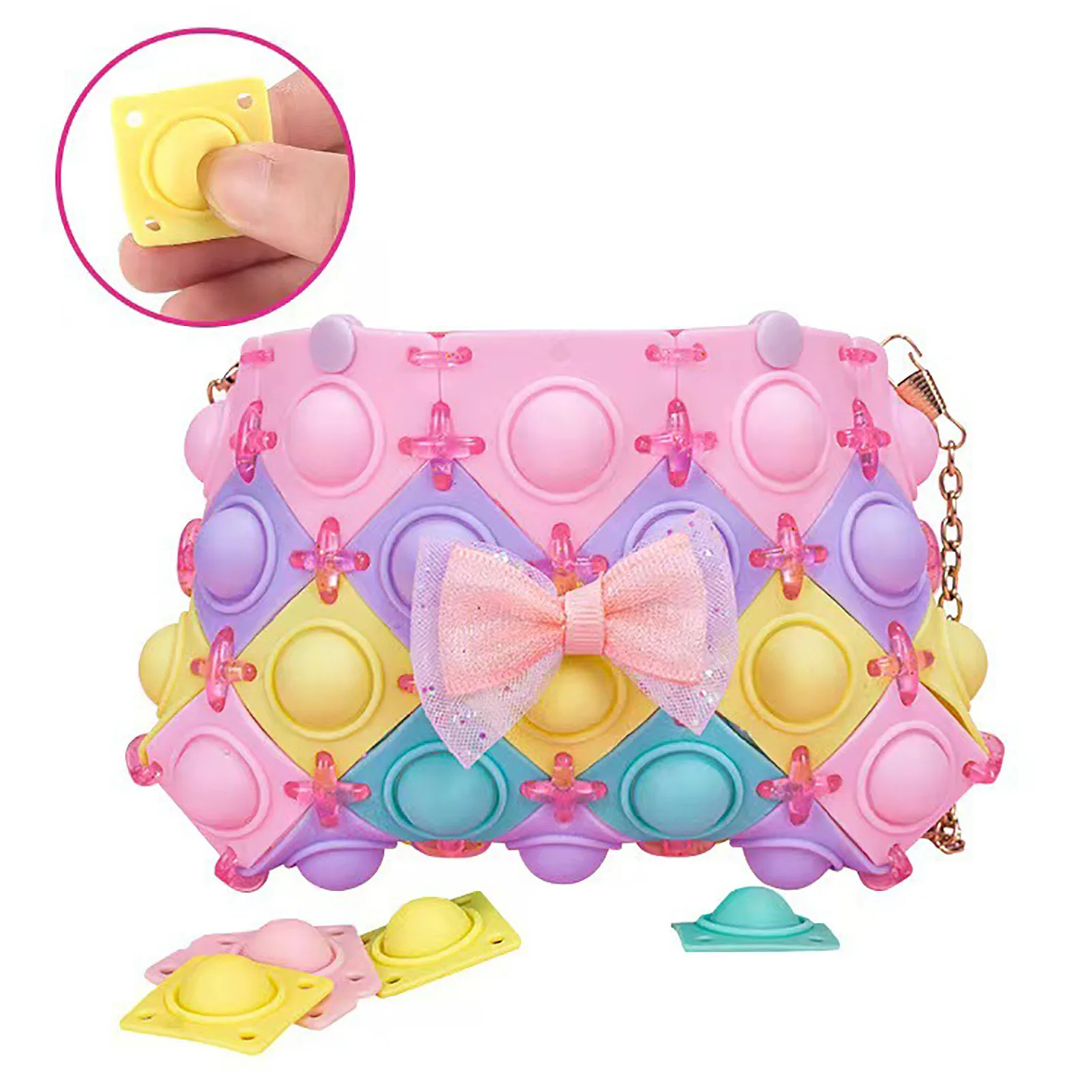 

On It Purse DIY Push Bubble Crossbody Bag Lovely Silicone Bubble Shoulder Bag Push The Toys Purse Sensory Stress Release Toys