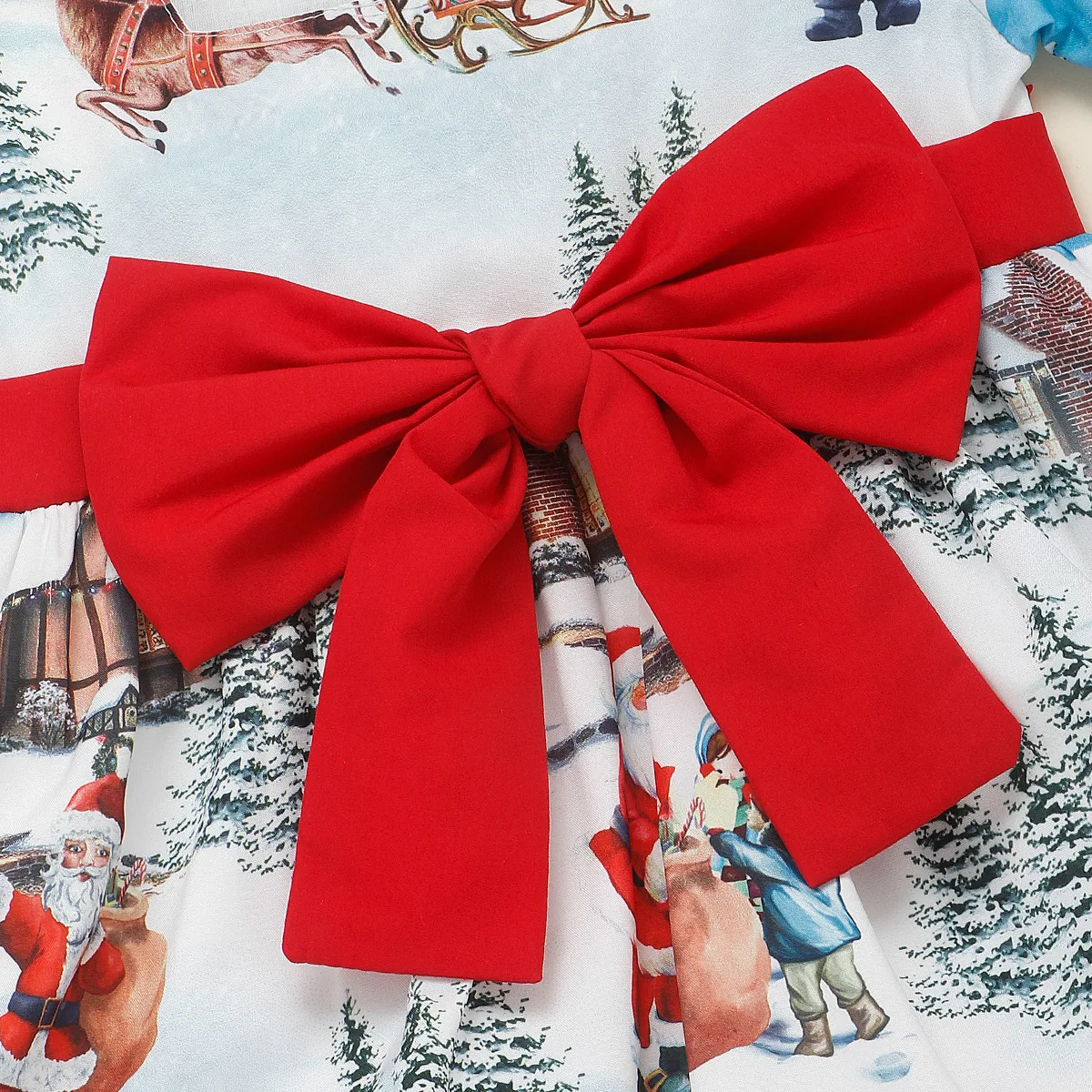 2024 рождественское платье с бантом детская повседневная одежда принтом лося