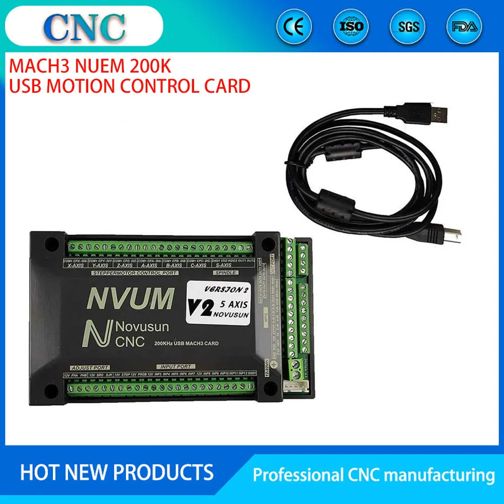 NVUM 5-axis Mach3 USB card 200KHz CNC router 3 4 6-axis motion control card branch board for DIY engraving machine