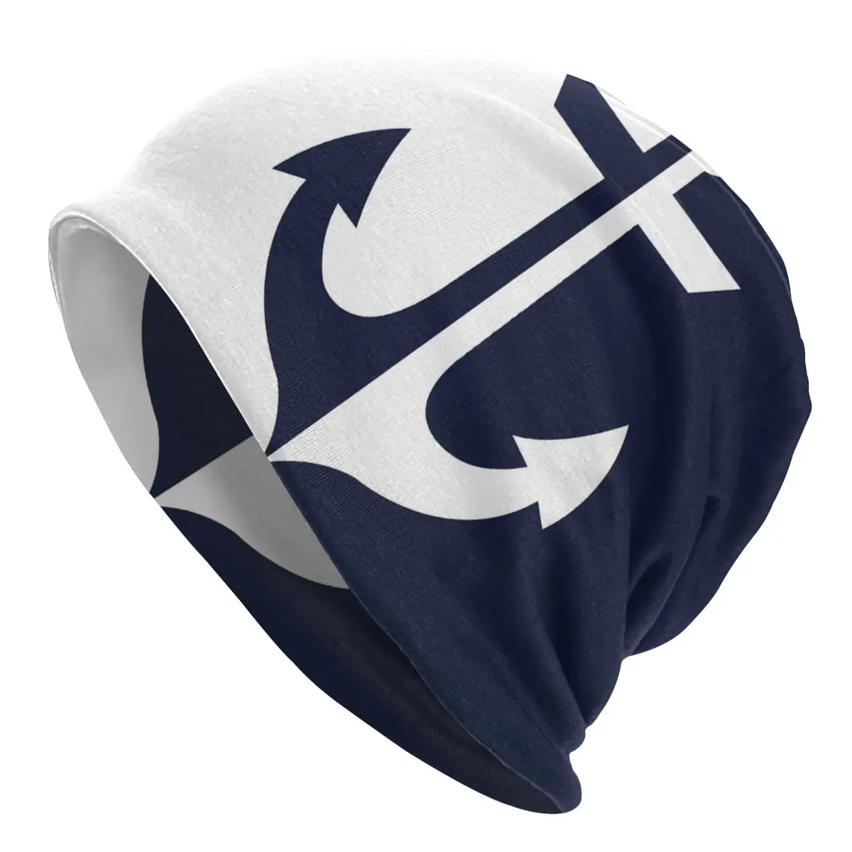 

Nautical White And Navy Blue Anchor Skullies Beanies Hat Navigation Summer Unisex Street Caps Warm Head Wrap Bonnet Knitting Hat