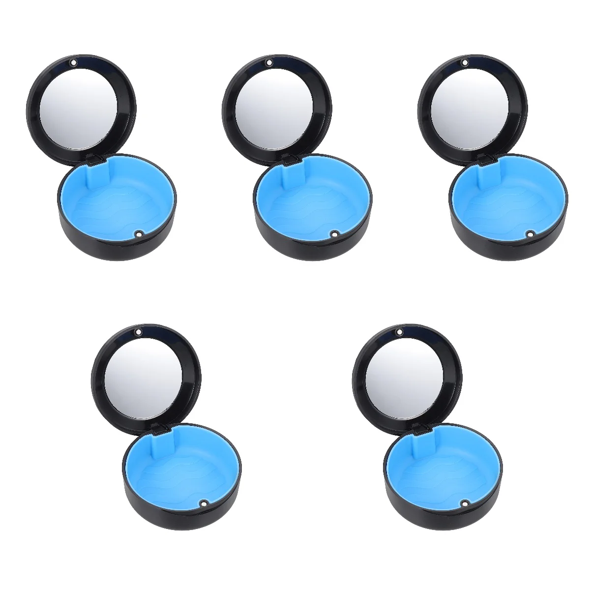 

5pcs Retainer Case with Mirror Portable Retainer Box Denture Carrying Box