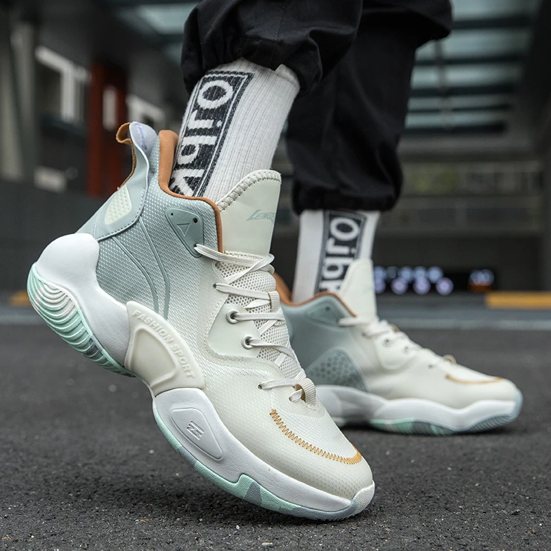 QNX-817 High Quality Mens Basketball Sneakers Non-slip Training Sports Shoes Adults Breathable Cushion  Basketball Shoes 36-45