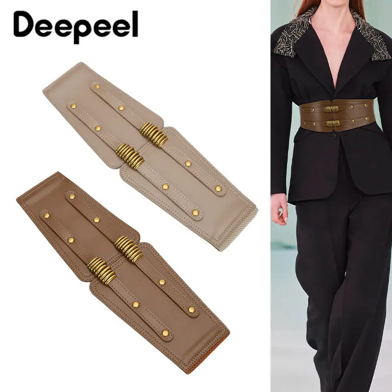 

Deepeel 7.5*70-80cm Women's Elastic Leather Belt Fashion Wide Female Waist Corset Cummerbunds Luxury Woman Waistband with Jeans