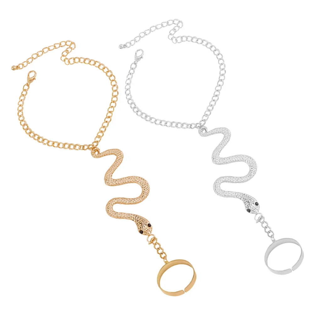 

2pcs Snake Finger Ring Bracelet Snake Jewelry Snake Ring Bracelet Snake Chain Rings for Women
