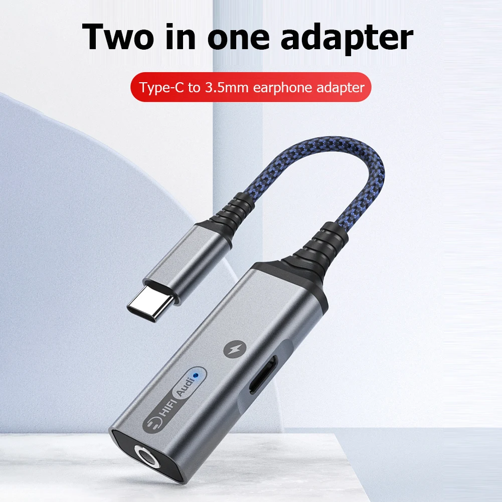 

Адаптер для наушников с двумя портами Type-C/Type-C на 3,5 мм