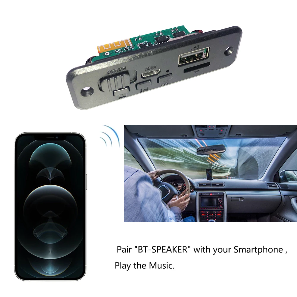 2*3 Вт усилитель 5 в беспроводной FM-радиомодуль Bluetooth 0 Автомобильный MP3-плеер