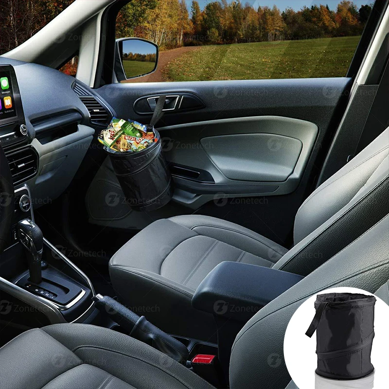 

Car Waterproof Leak Proof Trash Bin Cooler Bag Garbage Bag with Side Pocket Car Trash Can Pack Auto Interior Decor Accessories