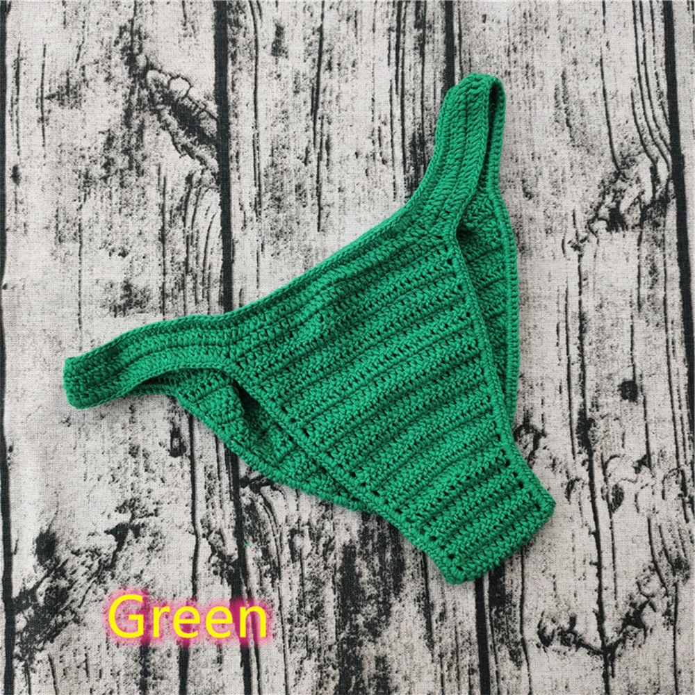 

Men Women Unisex Breathable Underwear Hand Crochet G String Swimming Sunbathing Thong Knitting Solid Color Underpants Briefs