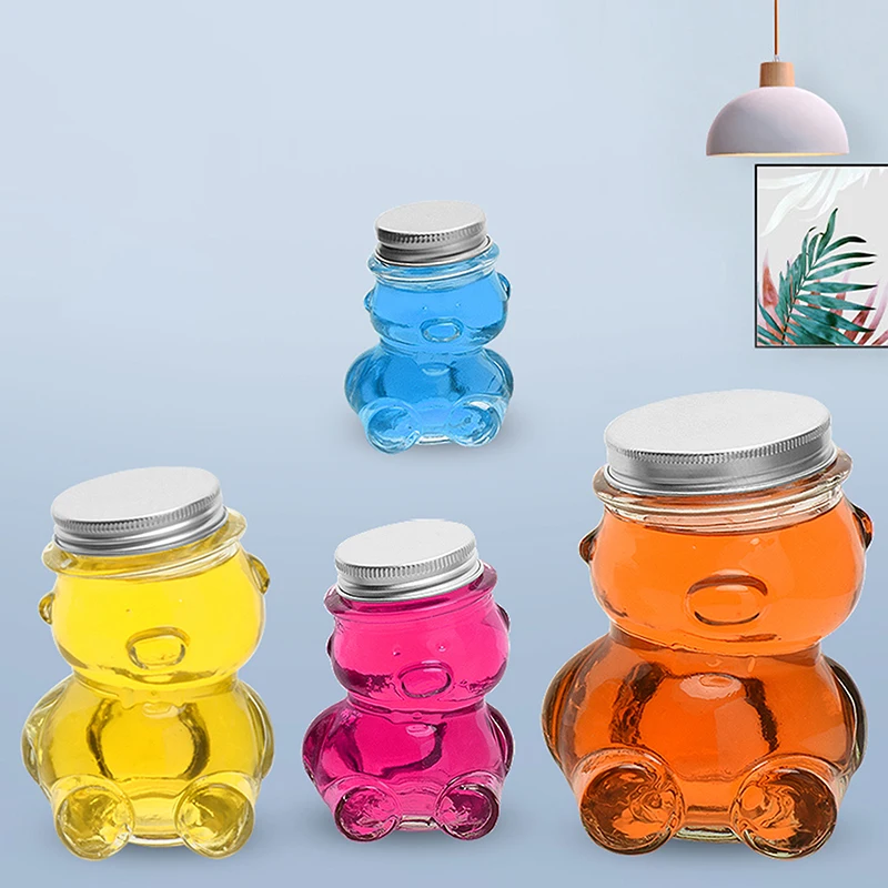 Наклонная стеклянная бутылка с медведем для кофе концентрат молочный сок