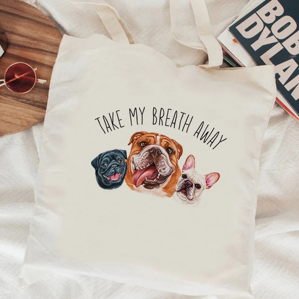 Сумка для покупок с французским бульдогом сумка джутовая продуктов многоразовая