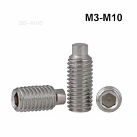 m3 m4 m5 m6 m8 m10 din915 304 stainless steel convex end set screws allen hexagonal head socket screw set with point dog grub