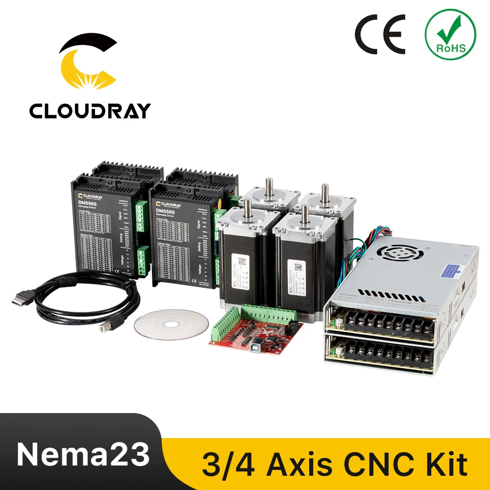Cloudray 3/4 Axis CNC Kit Nema23 350 нм Драйвер шагового двигателя USB LPT плата контроллера и Вт источник питания