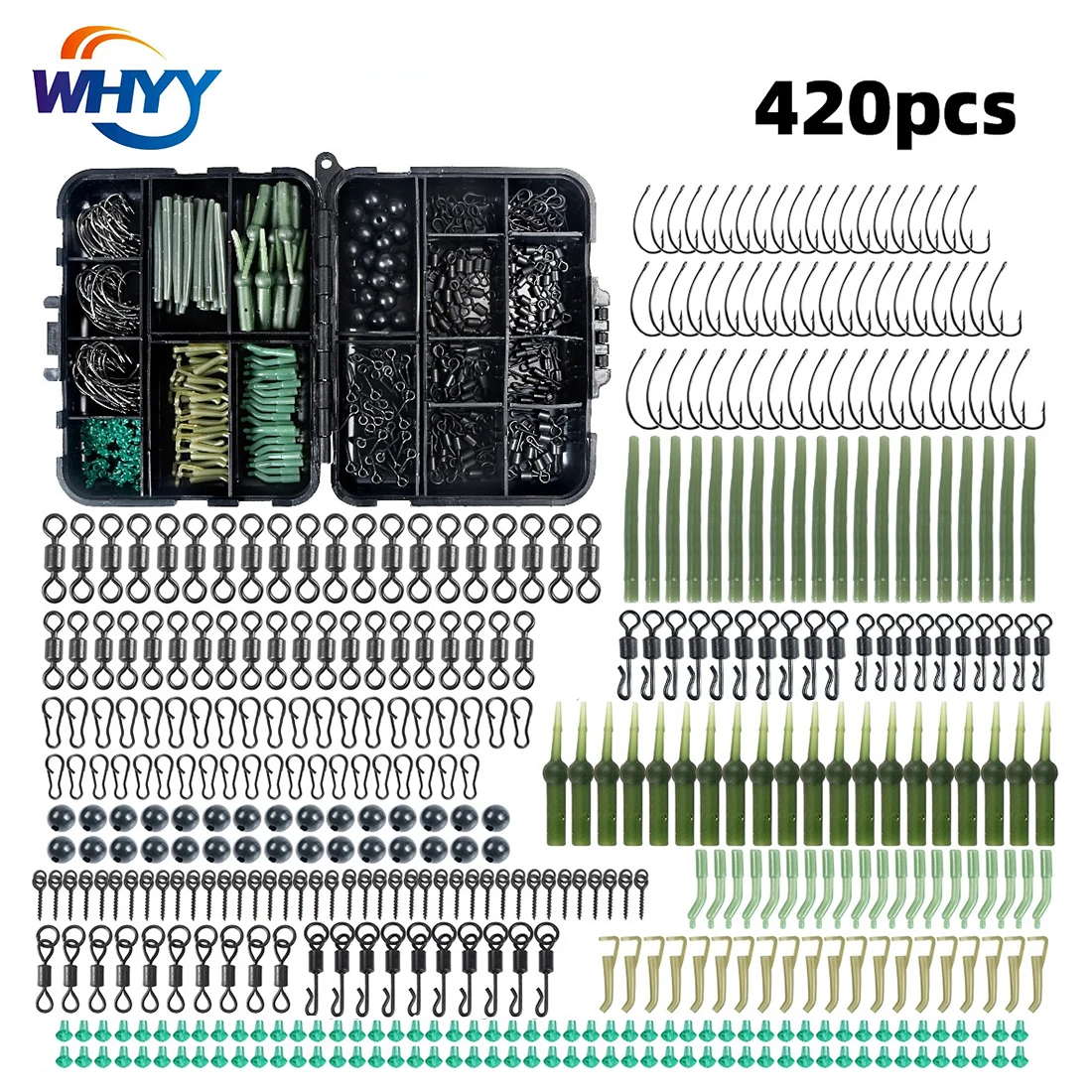 

WHYY Articulos De Pesca Carp Fishing Tackle Kit Anti Tangle Sleeves Hook Stop Beads Swivels All for Fishing Goods Accessories
