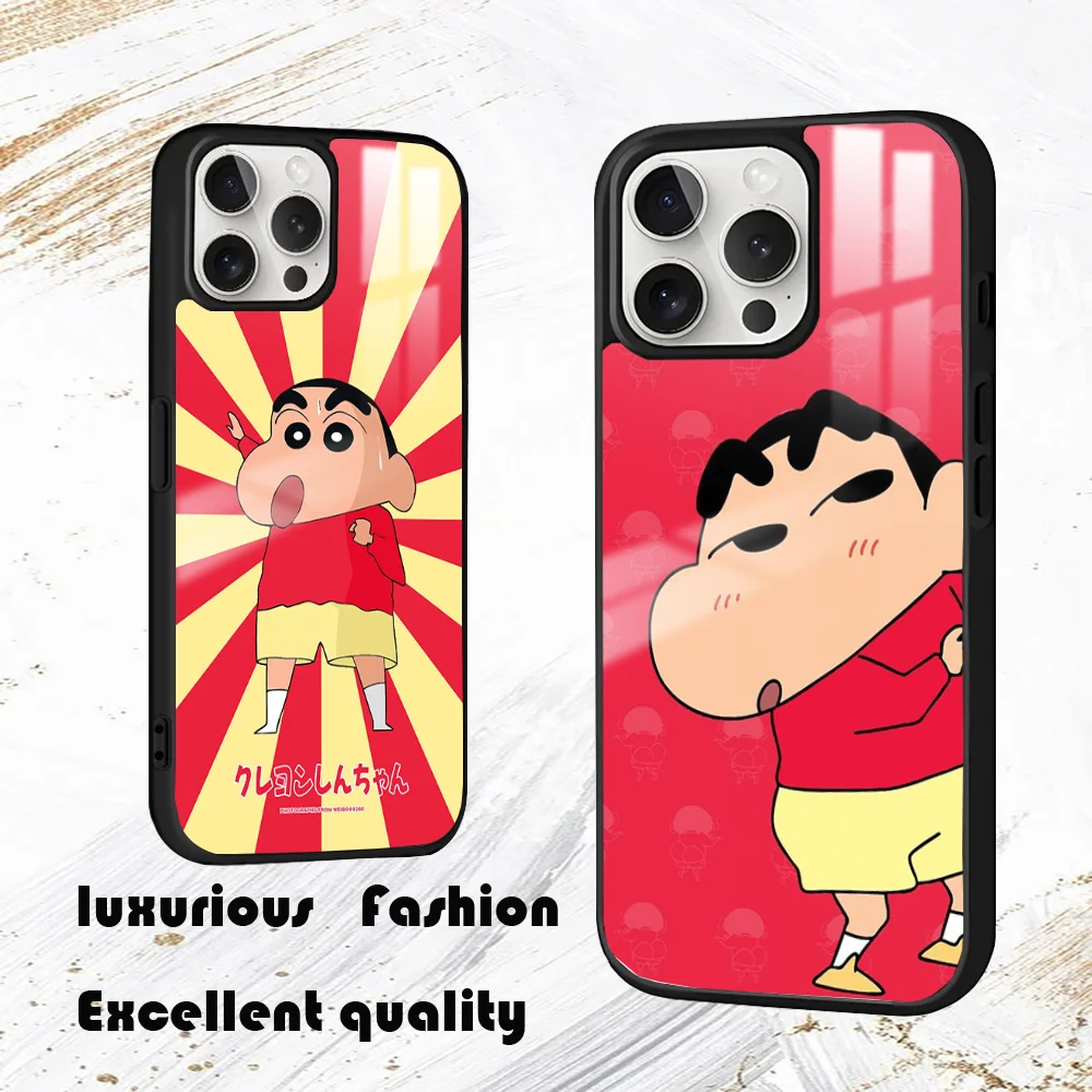 Чехол для телефона с рисунком C-Crayon S-ShinChan iPhone 16 15 14 13 12 11 Pro Max Plus Mini PC модный