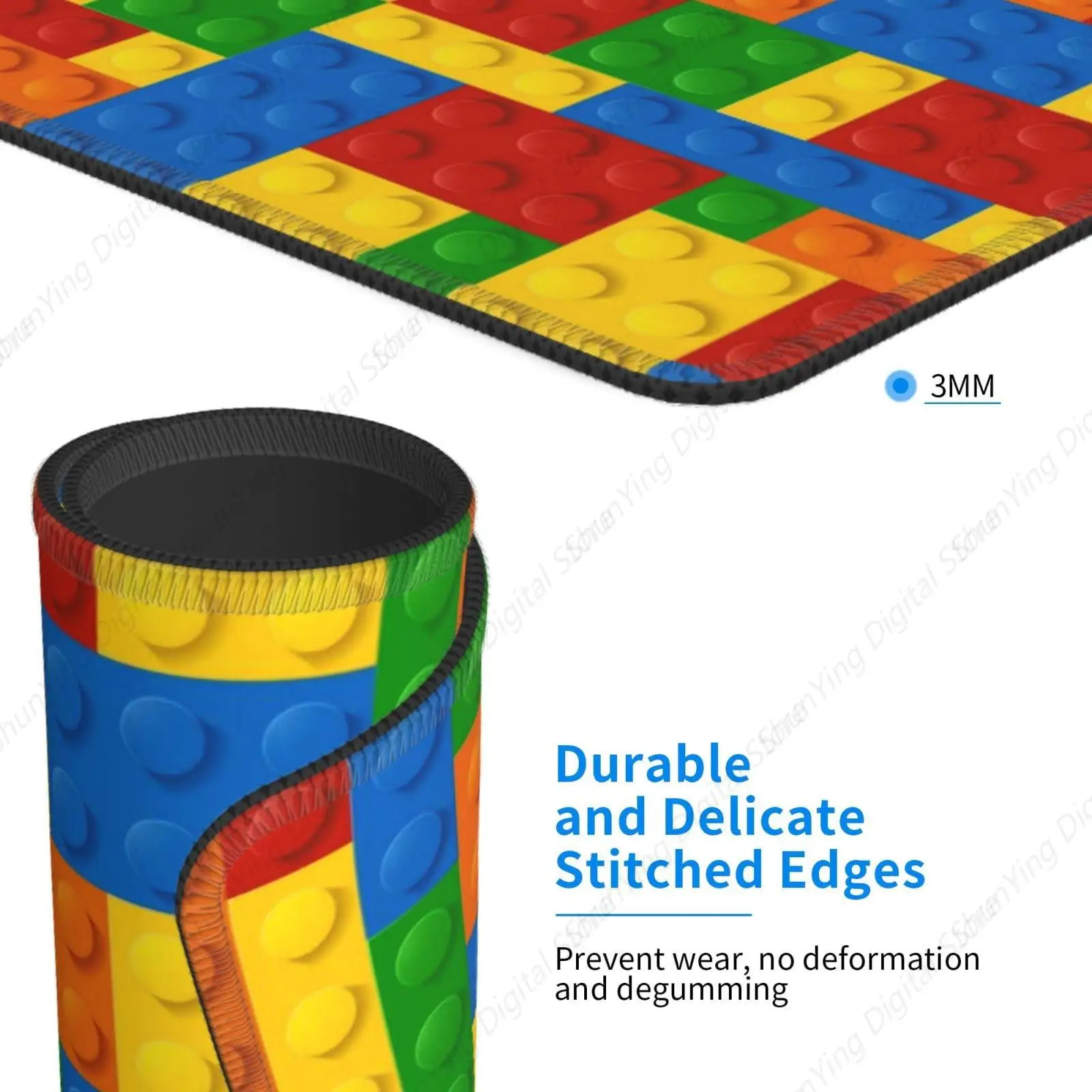 Игрушечный строительный блок с узором игровой коврик для мыши пришитыми краями