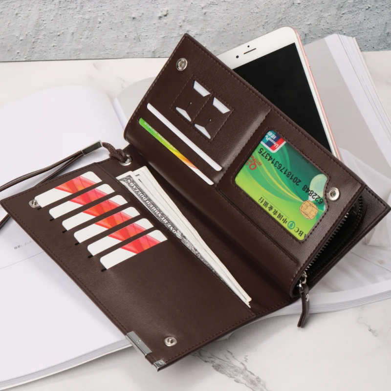 Длинный кошелек BABORRY деловой мужской тонкий бумажник роскошный брендовый