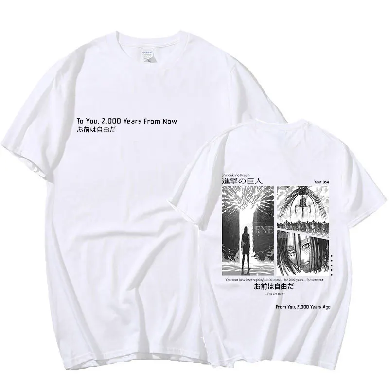 

Anime AOT Attack on Titan Unisex T-shirt Shingeki No Kyojin Season 4 Final Rumbling Eren Yaeger Print T-shirts Streetwear Tees