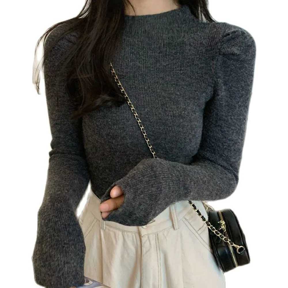 

Turtle Neck Sweater Basic Tee Soft Fuzzy Woolen Sweater Knits Women Tops Winter Long Sleeve Shirts Pullovers Fit Clothes Solid