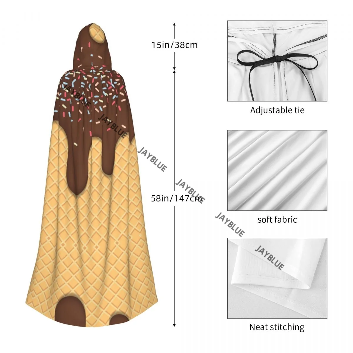 Плащ с капюшоном плащ унисекс струящееся мороженое шоколадный накидка ведьмы