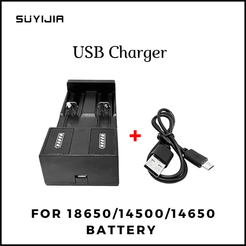 

18650 2 Slots Fast Charger with USB Cable 3.7V Lithium Battery Strong Light Flashlight Intelligent Charging 18650 16340 14500
