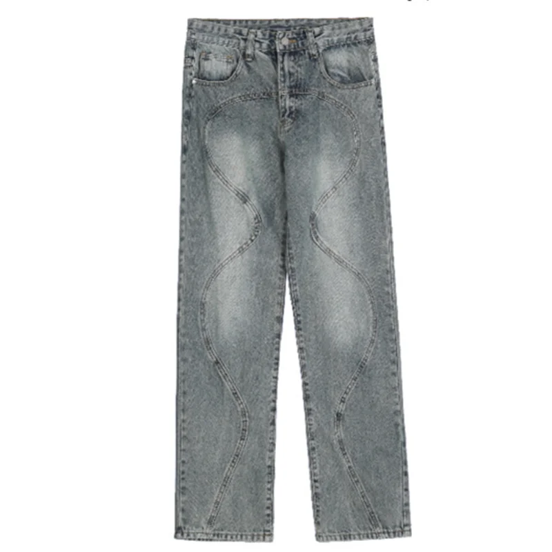 Streetwear Men 2022 Autumn and Winter Loose Straight Cylinder Jeans Vintage Haren Pants Fashion Comfortable Blue Trousers Female