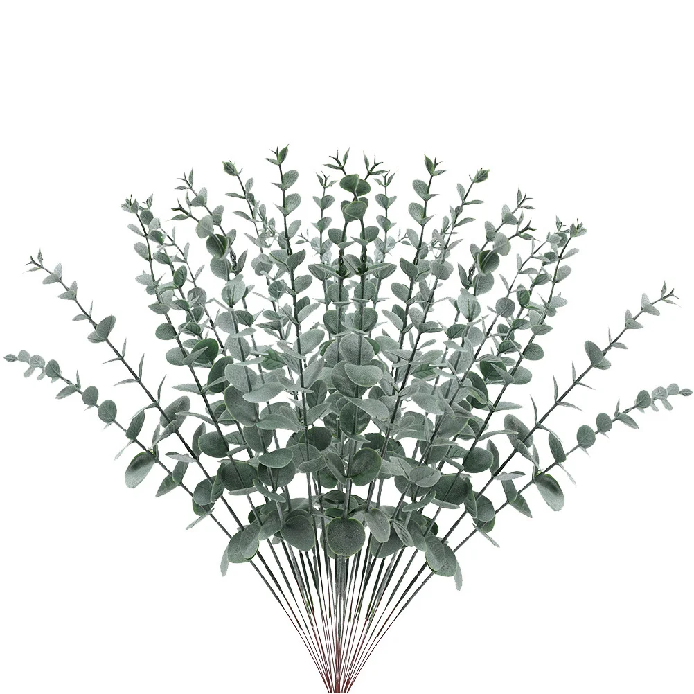 

Eucalyptus Artificial Leaves Greenery Fake Stems Faux Branch Arrangement Garland Floral Picks Realistic Plastic Decoration