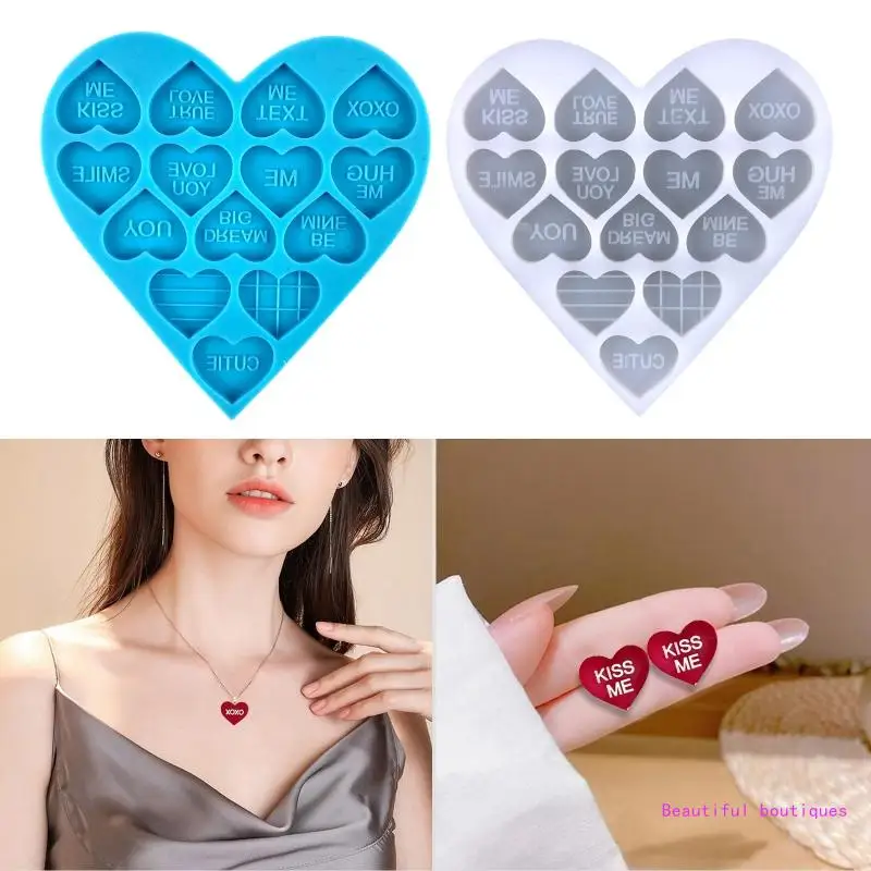 Серьги-гвоздики Любовь УФ-кристаллы эпоксидная форма брелок кулон силиконовая