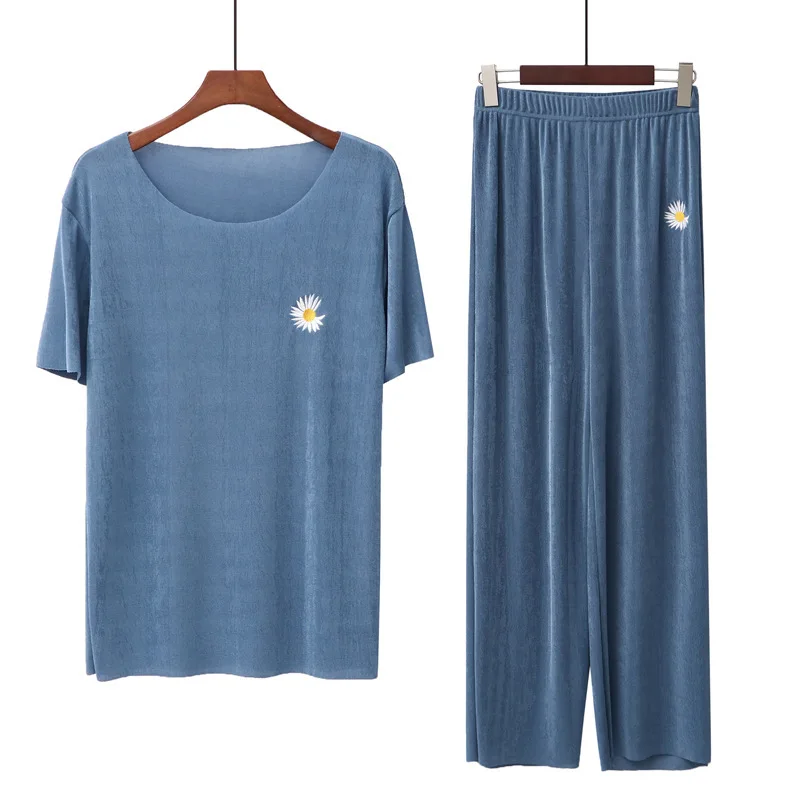 Summer Pajamas Set Sexy Sleepwear Women Pink Elastic Pyjama Women's Cool Cotton Print Short Sleeve Shirt 2022 Fashion Clothes