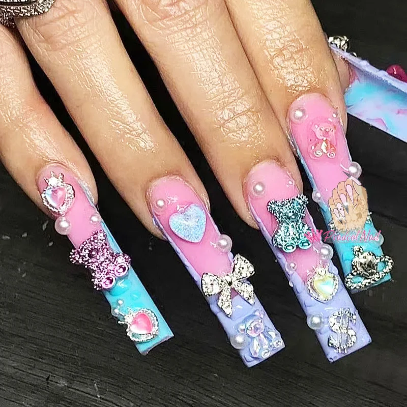 Популярные Смешанные 3d бабочки медведь кошки подвески для ногтей маникюр и