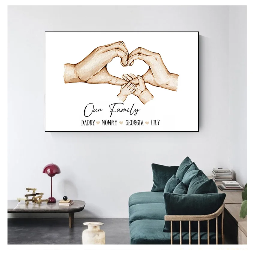

Warm Home Customization Hand Canvas Painting Black and White Wall Art Posters and Printing Personalized Pictures Home Decoration