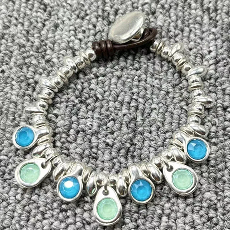 

Exquisite European and American original fashion electroplating 925 silver two-color crystal bracelet elegant jewelry gifts