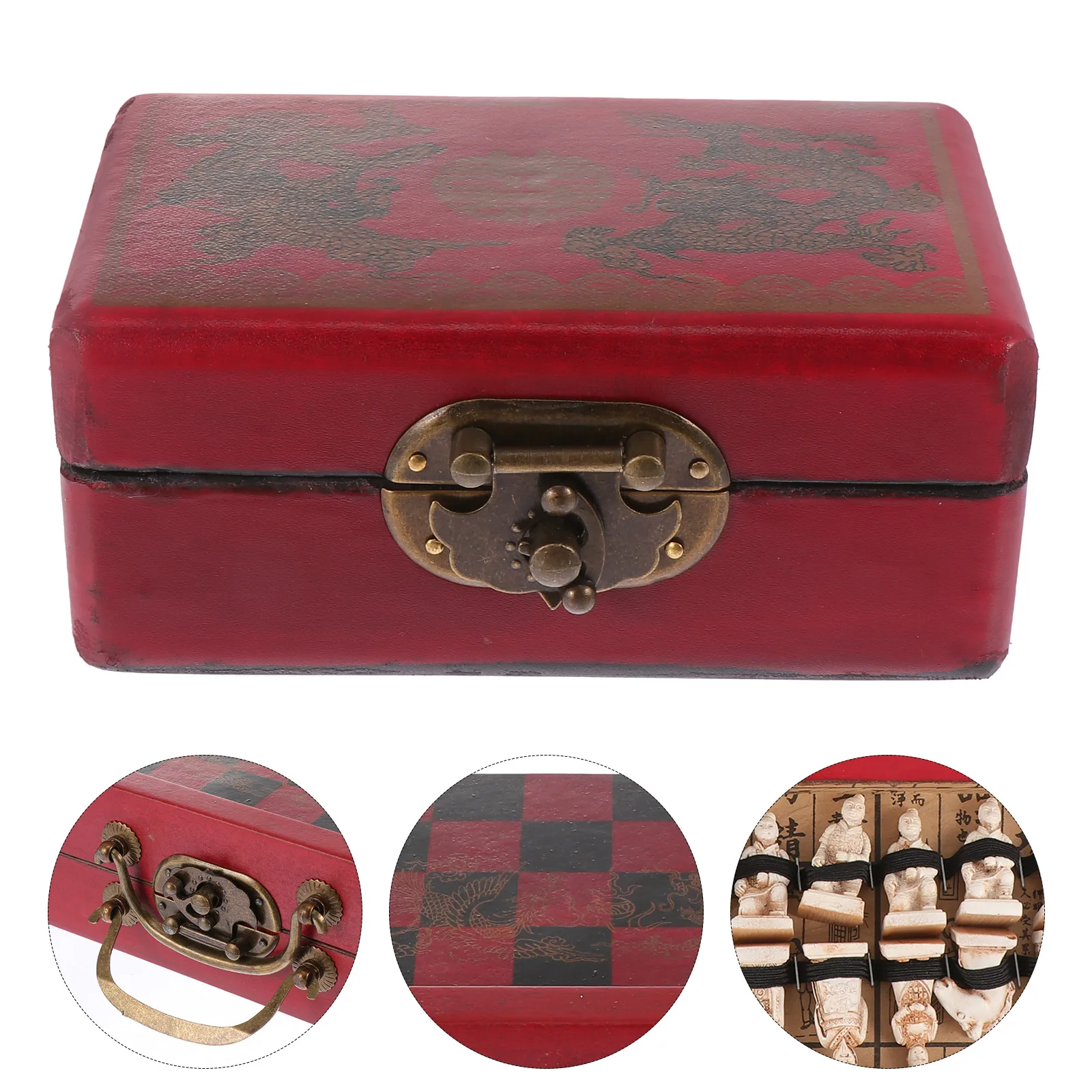 

1 Set Antique Dominoes Entertainment Toy Recreational Party Board Game Toy Props With Wooden Box Random Pattern