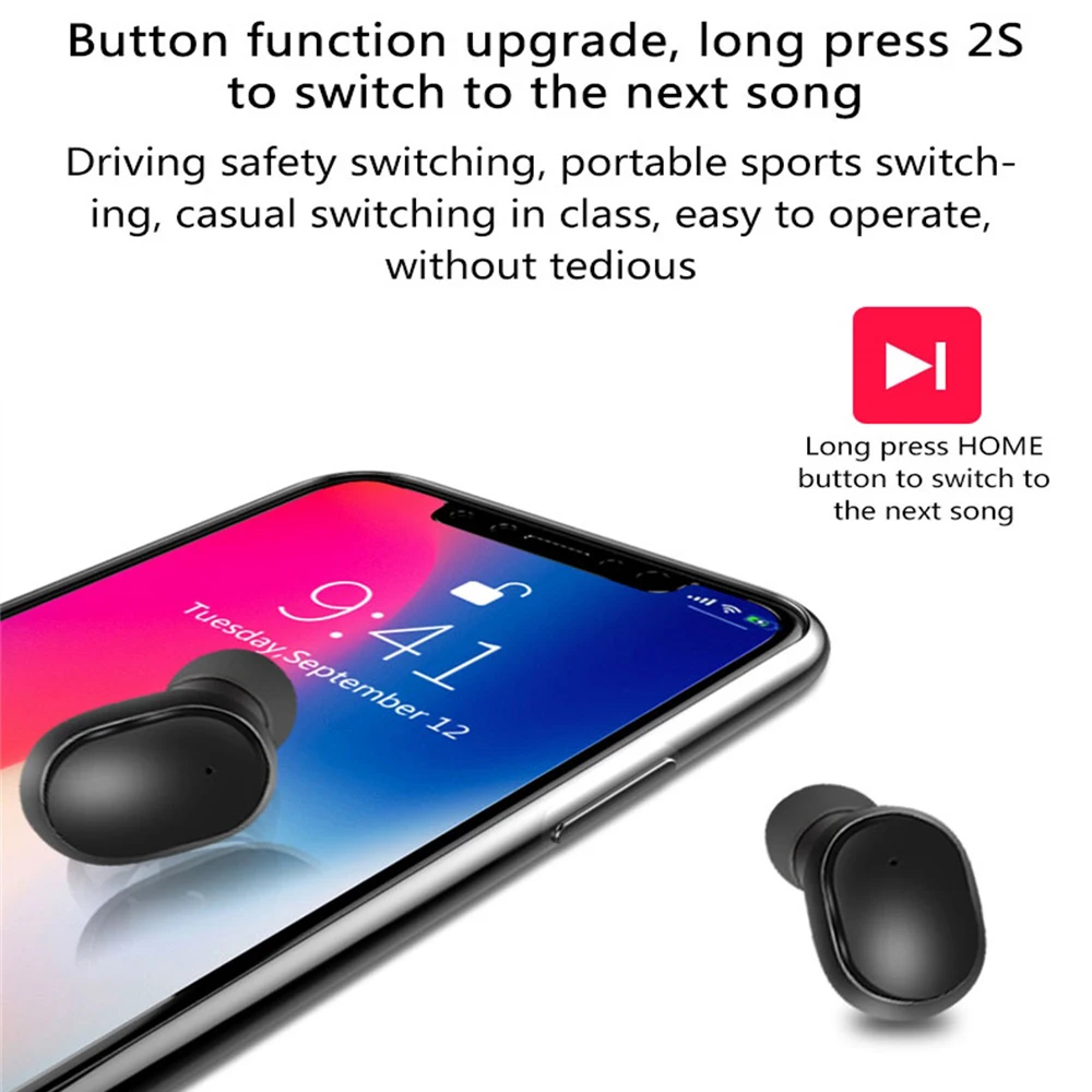 A6L E6S Upgrade TWS Blue tooth Earphone BT5.1 LED Display For Redmi Button Control Waterproof Noise Cancelling Headset i7s A6S images - 6