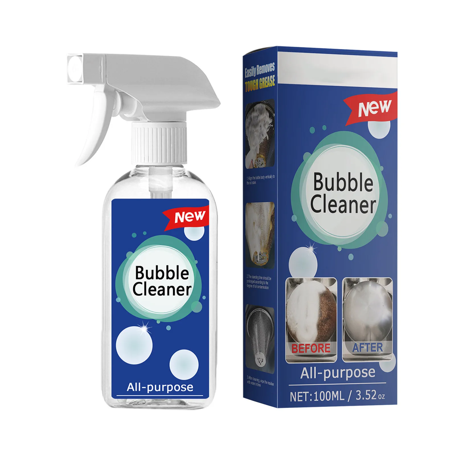 

100ml Kitchen Cleaner Grease Oil Remover Multi-Purpose Bubble Cleaner Cleaning Detergent Household Cleaning Liquid Kitchen Tools