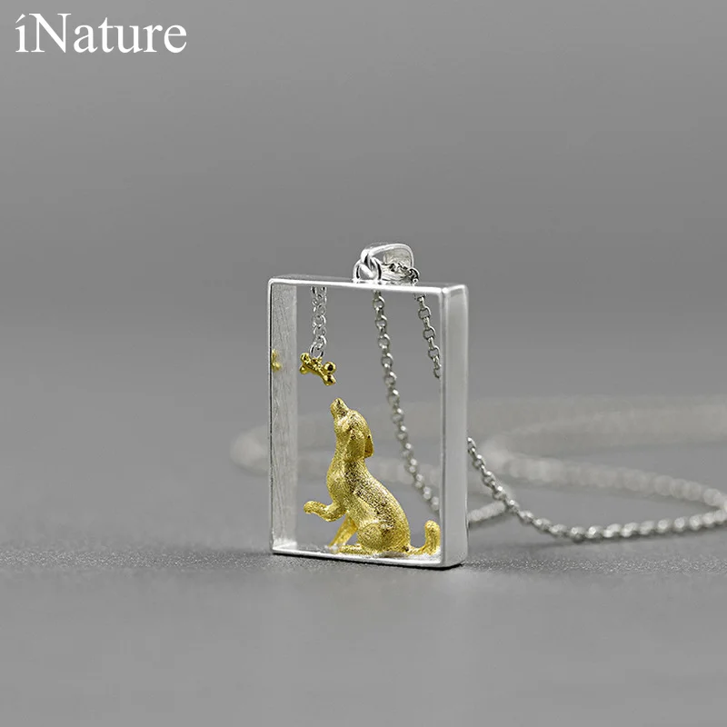 

Серебряное ожерелье в форме собаки и кости INATURE 925 пробы