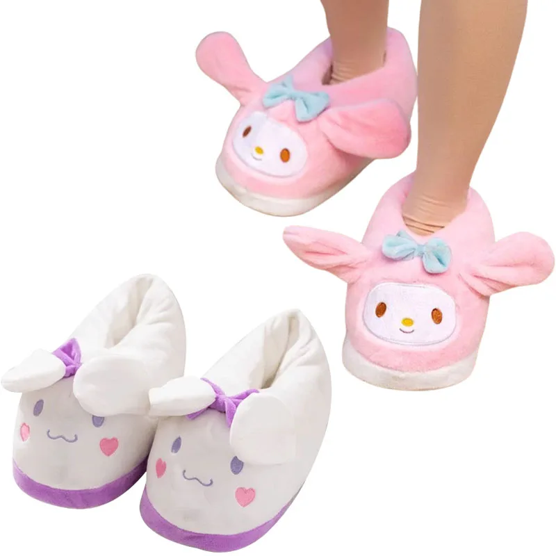 

Sanrios Kawaii Мультфильм My Melody Cinnamoroll хлопковые тапочки Симпатичные плюшевые куклы модель креативная домашняя хлопковая обувь изысканный подарок