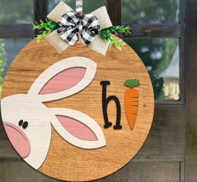 

Пасхальные деревянные подвесной знак зайчик кролик вешалка для двери деревенский Пасхальный деревянный венок знак для приветствия дома двор надпись буквы