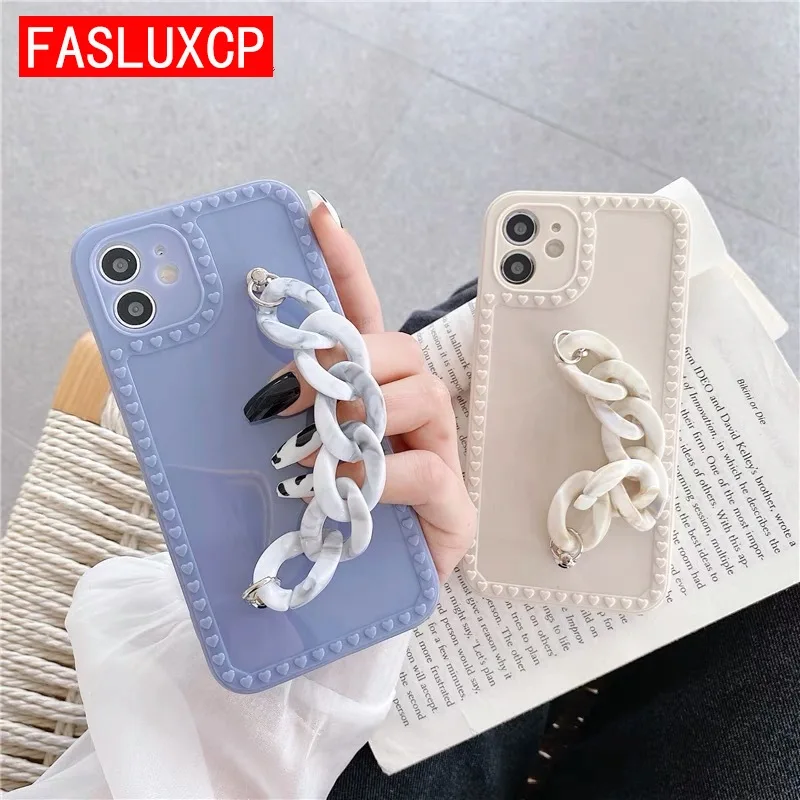 

Модный чехол с браслетом Love Heart для iPhone 13 Pro, 12, 11, Xs Max, X, XR, 6, 7, 8 Plus, SE 3, чехол, мягкий ТПУ чехол с цепочкой и ремешком на запястье