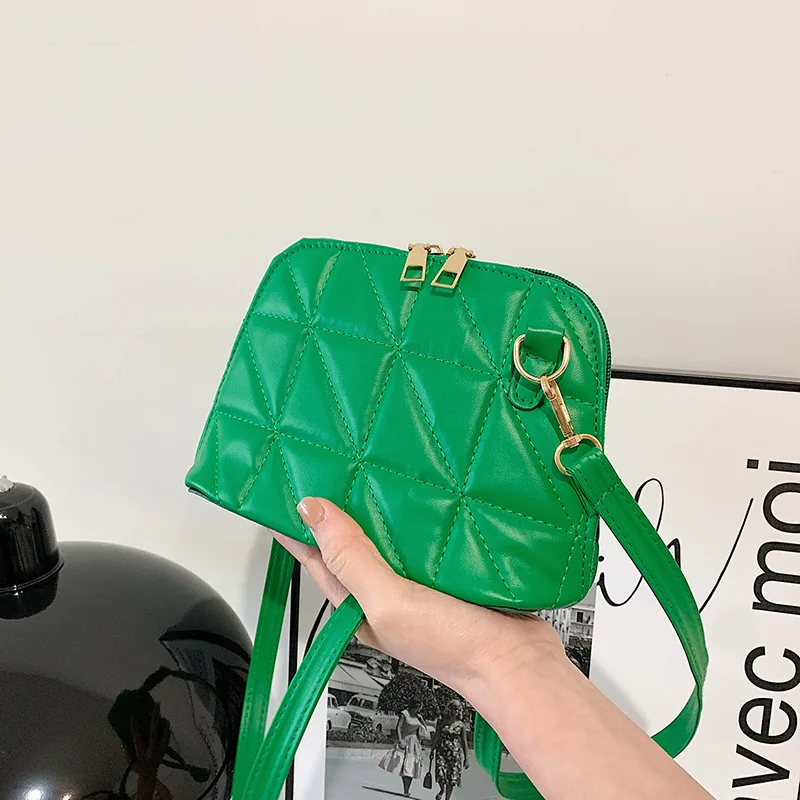 

2022 Green Plaid Women Bags High Quality Designer Shoulder Bag Patent Leather Satchels Bags Casual Shell Crossbody Bag Purses